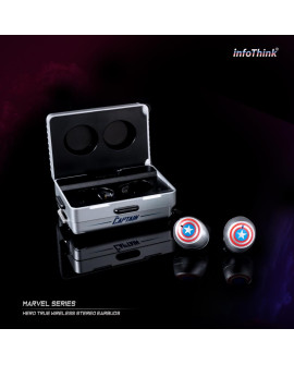 infoThink Marvel Series Les héros True Wireless Bluetooth Headphones - Captain America