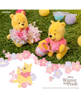 infoThink Winnie the Pooh Series Fluffy Honey Pot Bluetooth Speaker - Cherry Blossom Season Limited