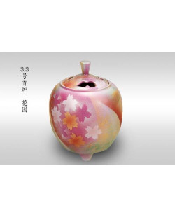 [Kutani Yaki] Size 3 Incense Burner Flower Garden