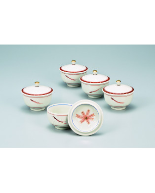 Kutani Yaki Tea Cup With Lid 5 Pcs