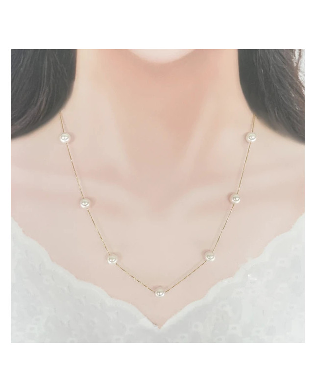 Pearls/Moon Stone 18k Gold Chain