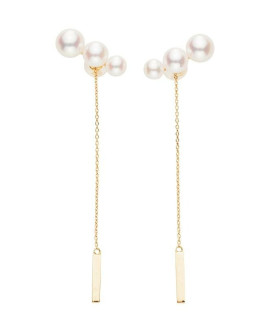 Pierced Earring Gold Post Pearls/Moon Stone