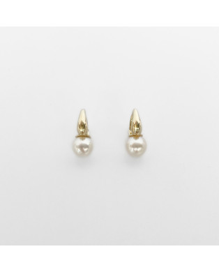 Pierced Earring 18k Gold Post Pearls/Moon Stone