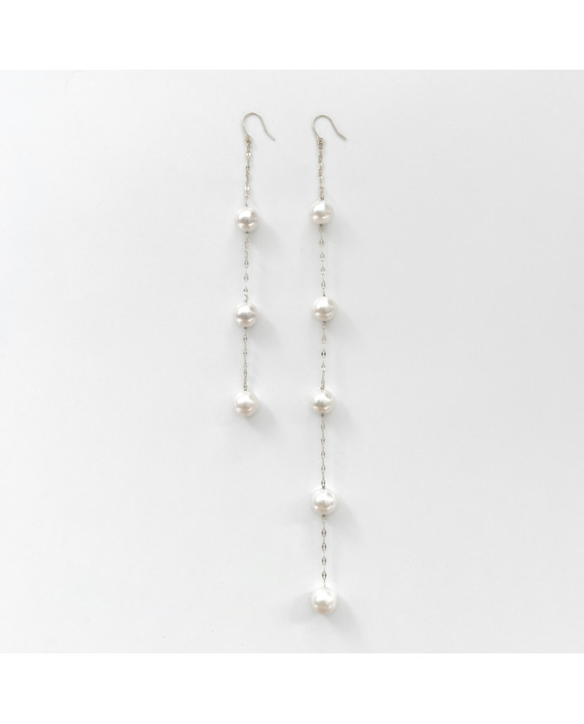 Pierced Earring Gold Post Pearls/Moon Stone