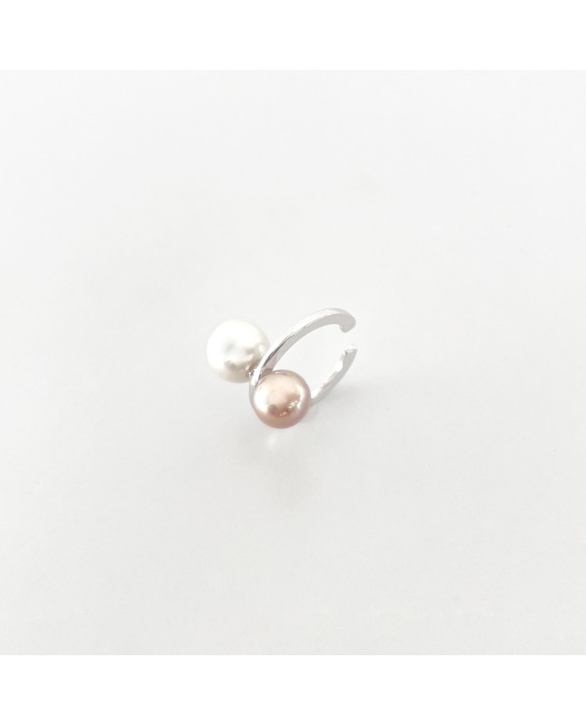 Silver Post Pearl Ear Cuff