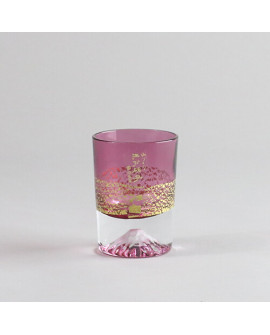 Kimoto Glass Gold Leaf Fuji Sake Cup Red Tajima Glass Koji 2 pcs