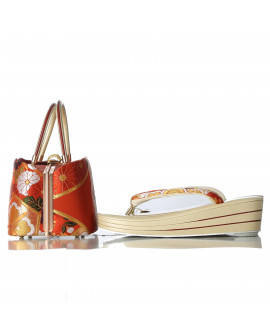 Sebian Gold x Red Japanese Sandals Hand Bag Set