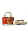 Sebian Gold x Red Japanese Sandals Hand Bag Set