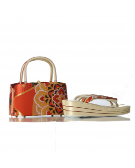 Sebian Gold x Red Japanese Sandals Hand Bag Set