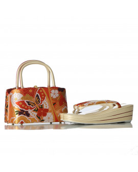 Sebian Gold x Red Japanese Sandals Hand Bag Set