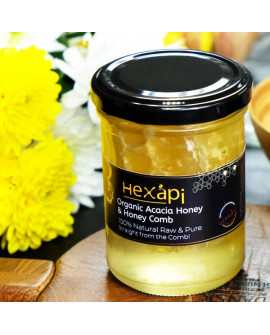 Hexapi German Raw Organic Acacia Honey & Honey Comb