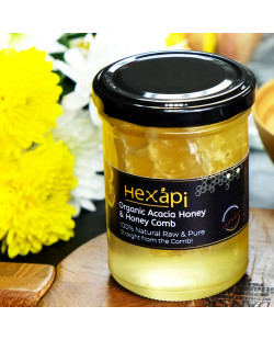 Hexapi German Raw Organic Acacia Honey & Honey Comb